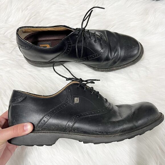 FootJoy Other - Footjoy Men's Black Leather Club Professional Saddle Golf Shoes Size 9 XW
